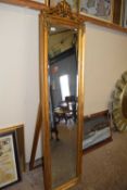 Modern gilt framed cheval mirror, 180cm high