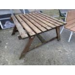 Wooden picnic bench