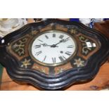 Late 19th Century French vineyard clock set in a mother of pearl inlaid and ebonised case