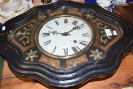 Late 19th Century French vineyard clock set in a mother of pearl inlaid and ebonised case