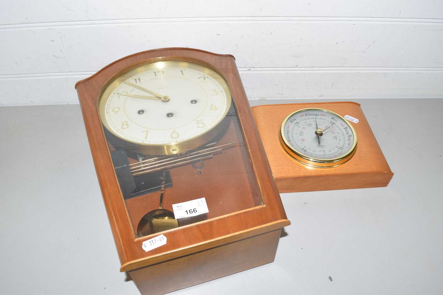 Junghans wall clock together with a small barometer (2)