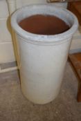 Large modern cream glazed cylindrical plant pot, 66cm high