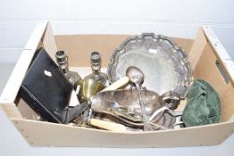 Mixed Lot: Various silver plated cutlery, tray, sauce boat and other items