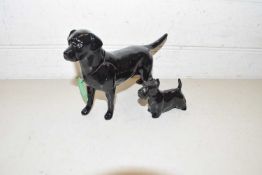 Beswick model labrador together with a further scottie dog (2)
