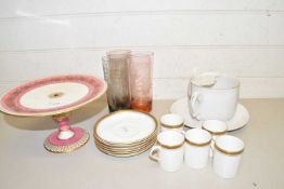 Mixed lot comprising a quantity of Sutherland coffee wares, a large moustache cup and saucer, gilt