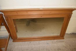 Pine framed over mantel mirror, 117cm wide