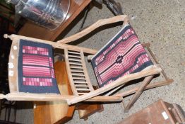 Vintage tapestry covered folding chair