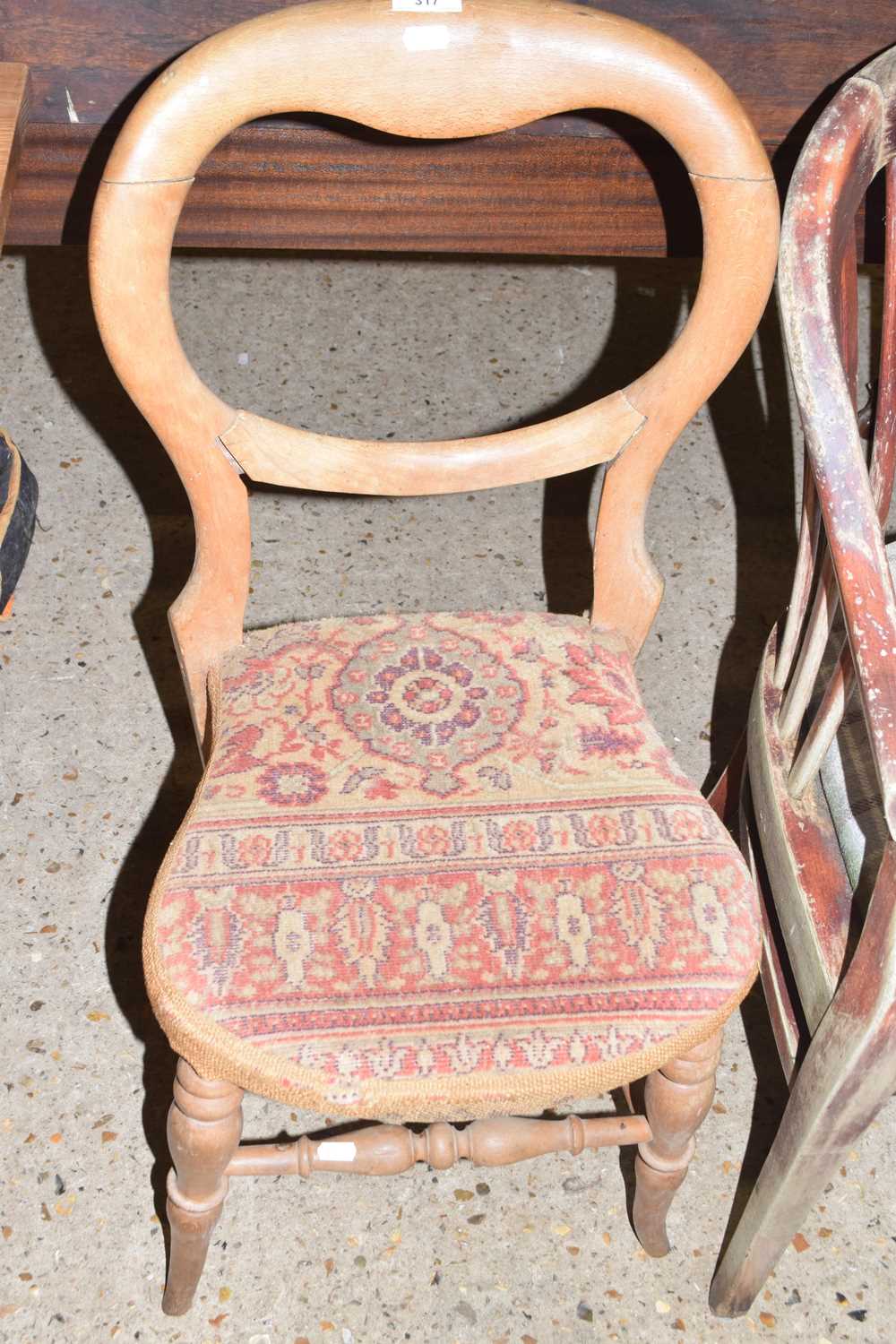 Victorian stained beech balloon back chair
