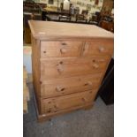 Modern pine five drawer chest, 81cm wide