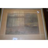 River landscape, watercolour, unsigned, framed and glazed