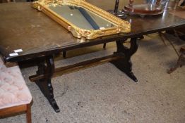 Reproduction dark oak refectory table, 183cm wide