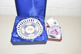 Boxed Royal Crest Aero paperweight together with a boxed porcelain dish (2)
