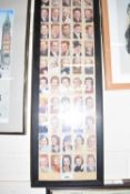 Selection of film star cigarette cards circa 1935, framed and glazed