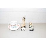 Mixed lot: Moustache cup and saucer together with various model cats