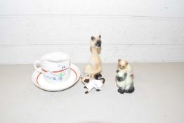 Mixed lot: Moustache cup and saucer together with various model cats