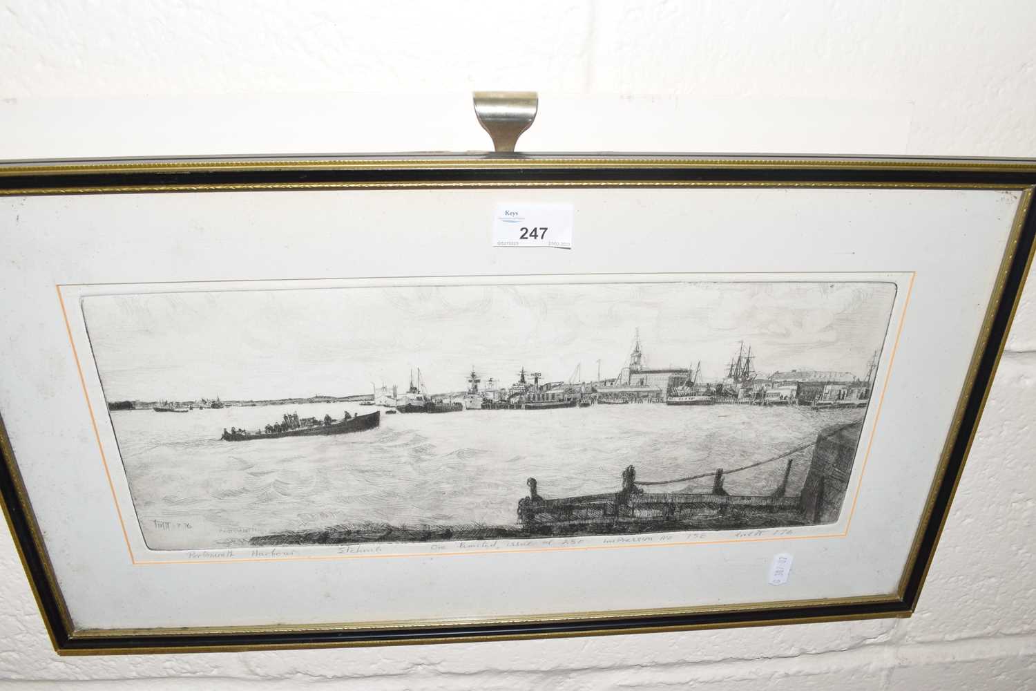 Portsmouth Harbour, etching, one limited issue of 250 impression number 156, framed and glazed