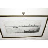 Portsmouth Harbour, etching, one limited issue of 250 impression number 156, framed and glazed