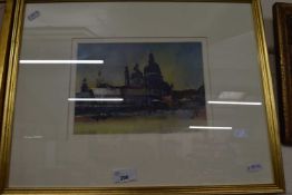 Continental early morning market scene, signed David Carr, glazed and framed