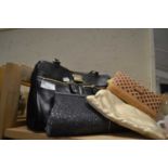 Madalu black leather handbag and four others