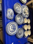 Quantity of blue and white tea wares and others