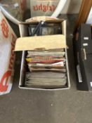 Box of lantern slides of assorted subjects together with a box of records