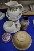 Mixed lot to include floral decorated jug, mixing bowl, novelty snail planter etc