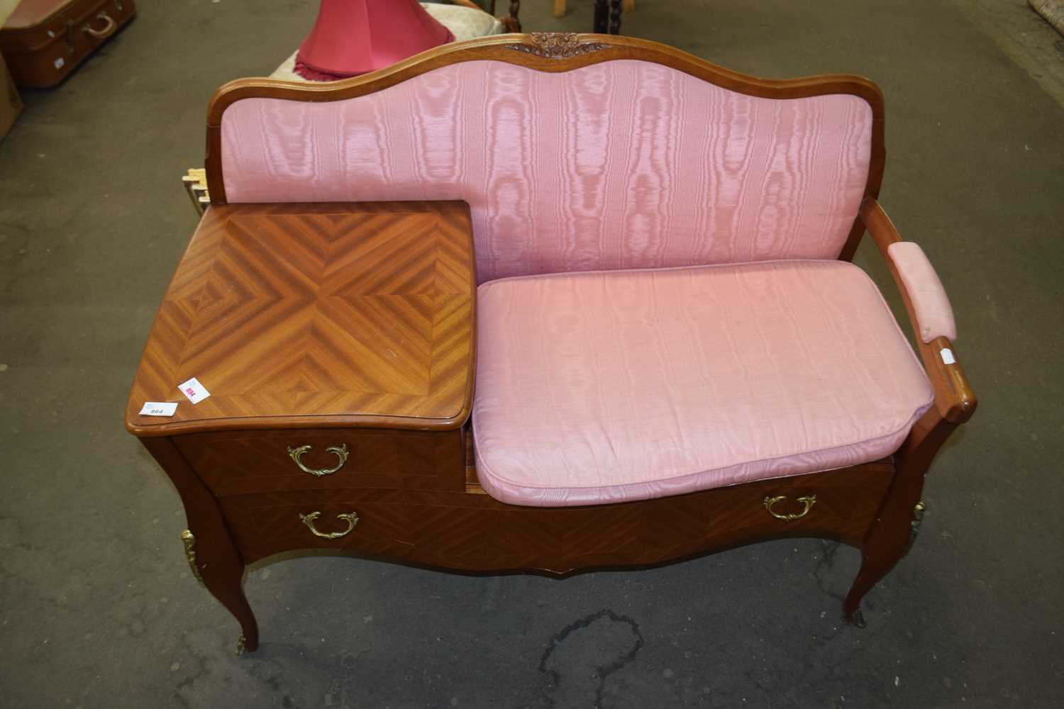 Continental mahogany veneered telephone seat