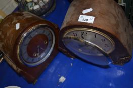 Two oak cased mantel clocks