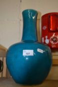 Turquoise glazed pottery vase