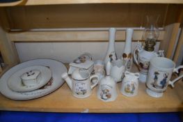 A quantity of petticoats and pantaloons porcelain ware to include spill vases, plates etc