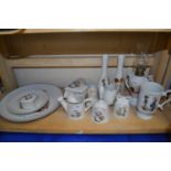 A quantity of petticoats and pantaloons porcelain ware to include spill vases, plates etc