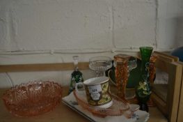 Mixed lot to include mid 20th Century decorative pressed glass ware, a pair of champagne glasses and