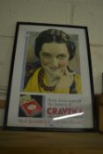 A Craven A cigarette poster, framed