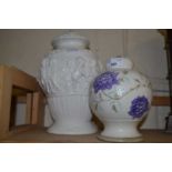 Two ceramic embossed lamp bases