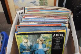 Box of assorted LP's and albums to include Abba's Greatest Hits, Bill Haley and others