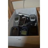 Box of assorted mobile phones