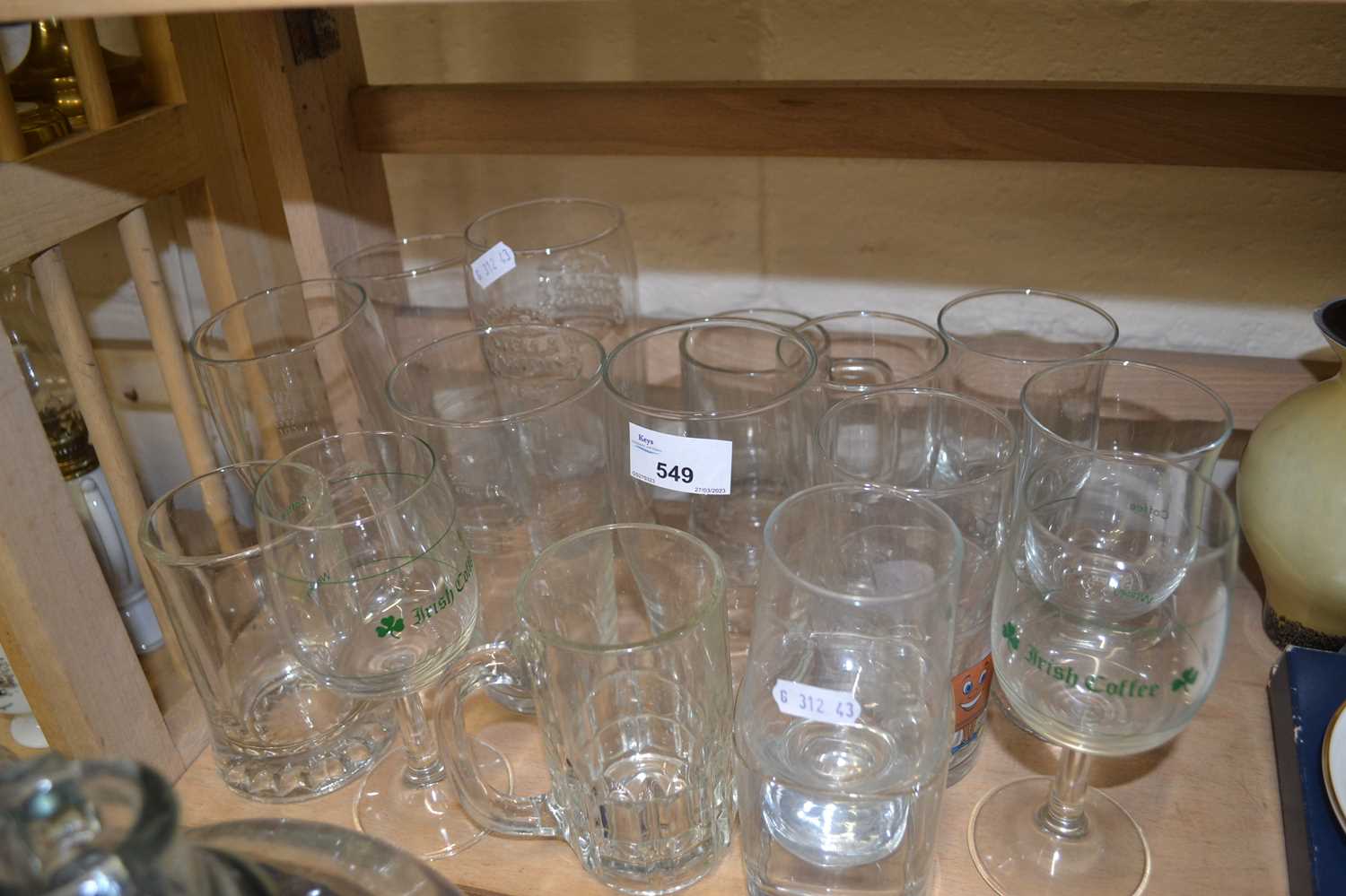 Quantity of beer glasses and others