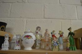 Royal Albert Old Country Rose ginger jar and cover together with spill vase and other figures