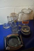 Mixed Lot: Various vintage pub jugs and ashtrays