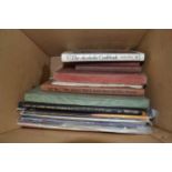 Box of assorted reference books to include The Alcoholic Cookbook by Jennifer Stone