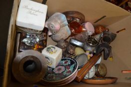 Mixed lot to include ceramics, glass ware, wooden figures etc