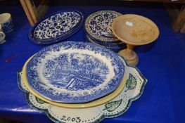 Mixed lot to include blue and white hand painted pottery, serving platters and others