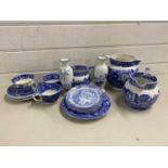 Quantity of Copeland Spode blue Italian tea and table wares together with a further pair of blue and