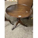 Small mahogany tripod table with circular tray top and turned column (a/f)