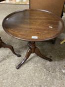 Small mahogany tripod table with circular tray top and turned column (a/f)