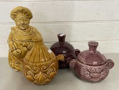 Mixed Lot: Sadler Pottery items comprising three vegetable pots and a flower container