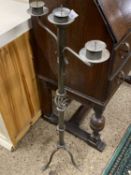 Metal three branch floor standing candelabra