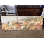 Large contemporary screen print, Mediterranean town scene