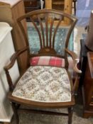 Edwardian mahogany and inlaid armchair