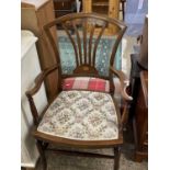 Edwardian mahogany and inlaid armchair